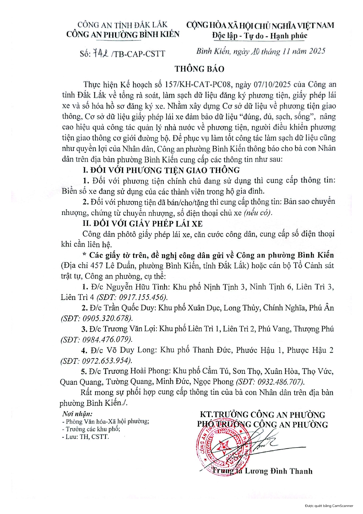THÔNG BÁO VỀ TỔNG RÀ SOÁT, LÀM SẠCH DỮ LIỆU ĐĂNG KÝ PHƯƠNG TIỆN, GIẤY PHÉP LÁI XE VÀ SỐ HÓA HỒ SƠ ĐĂNG KÝ XE